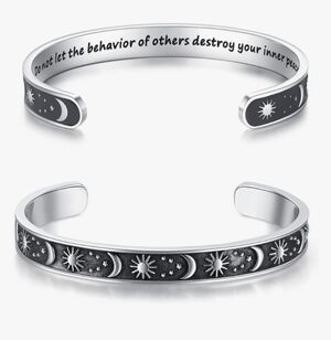 Silver and Black Celestial Cuff Bracelet
